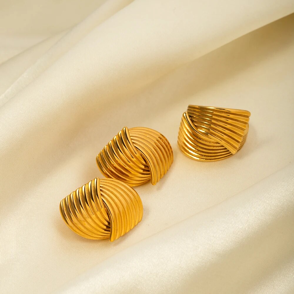 Gold Textured Earrings