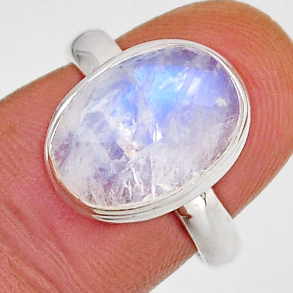 Faceted Rainbow Moonstone Ring