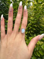 Faceted Oval Rainbow Moonstone Ring - Size 7