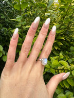Faceted Oval Rainbow Moonstone Ring - Size 7