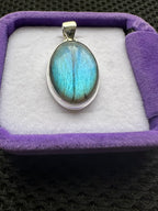 Blue Fire Labradorite Oval Pendant