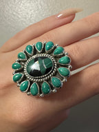 Malachite Silhouette Sterling Silver Ring - Adjustable