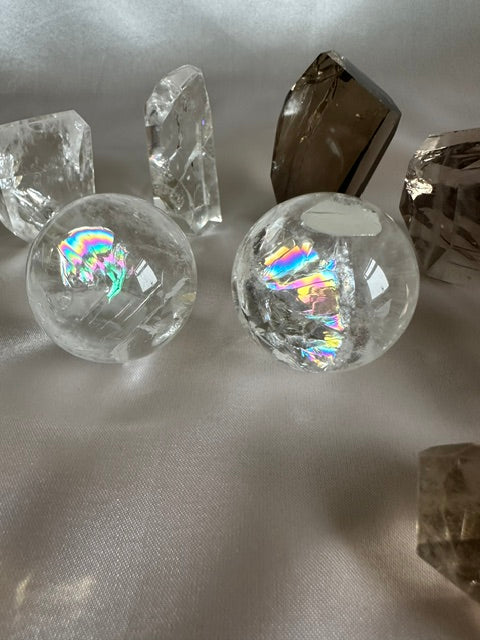 Clear Quartz Sphere with Rainbow inclusions