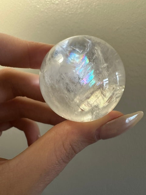 Clear Quartz Sphere with Rainbow inclusions