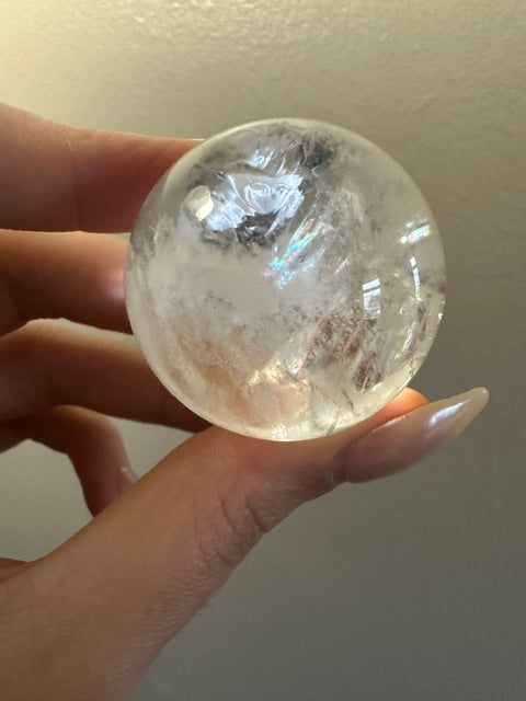 Clear Quartz Sphere with Rainbow inclusions