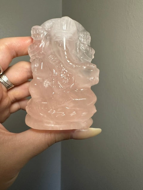 Rose Quartz Ganesh Carving