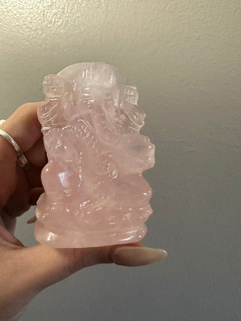 Rose Quartz Ganesh Carving