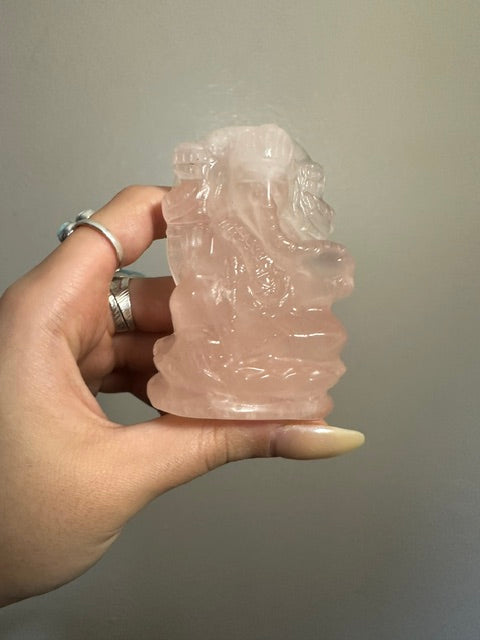 Rose Quartz Ganesh Carving