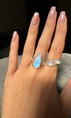 Double Moonstone Sterling Silver Ring