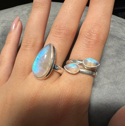 Double Moonstone Sterling Silver Ring