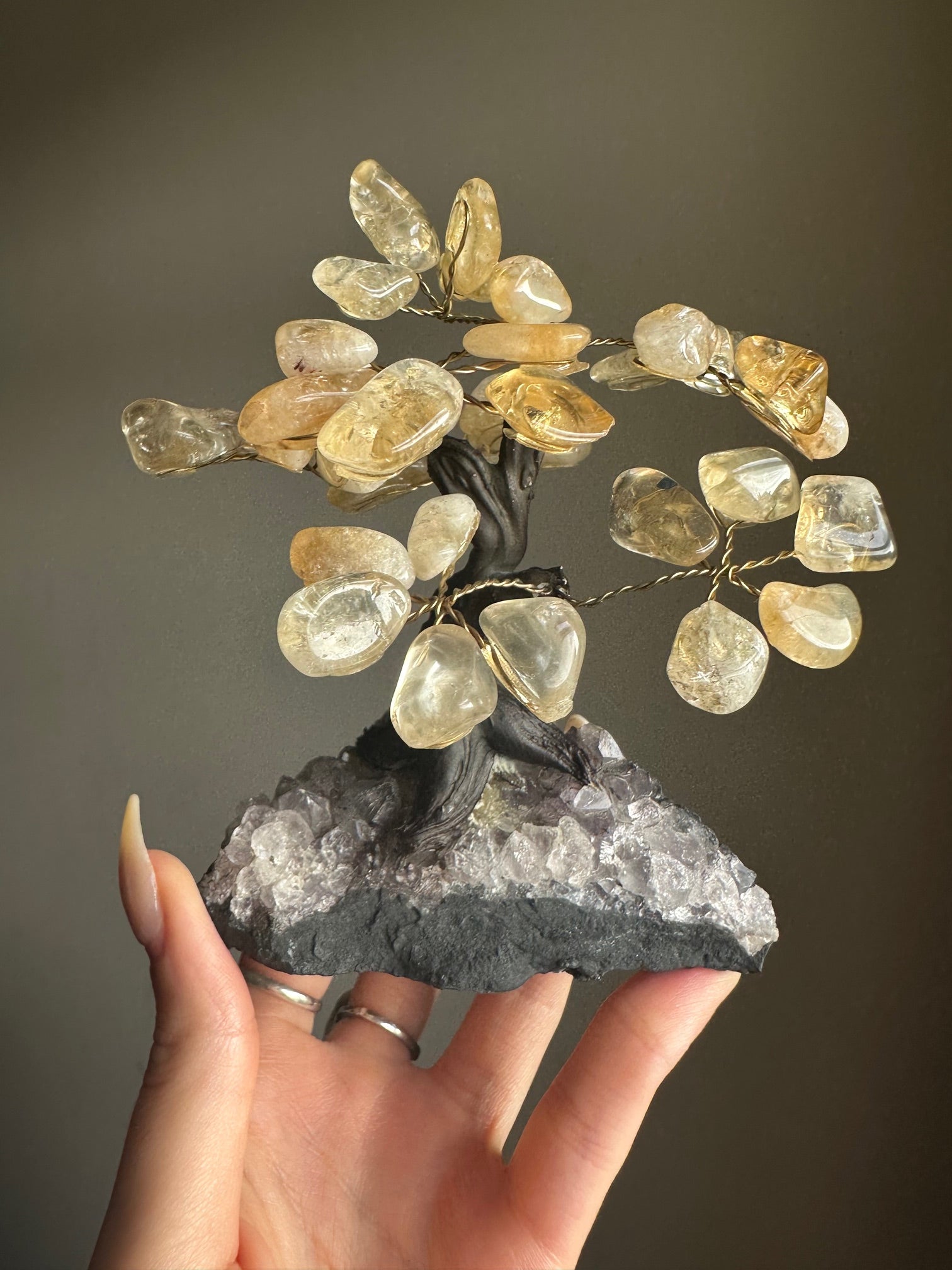 Citrine and Amethyst Base Crystal Tree