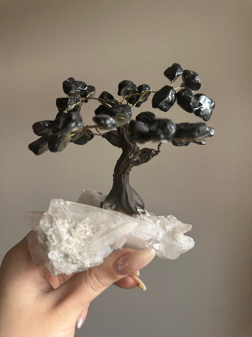 Black Tourmaline and Clear Quartz Tree