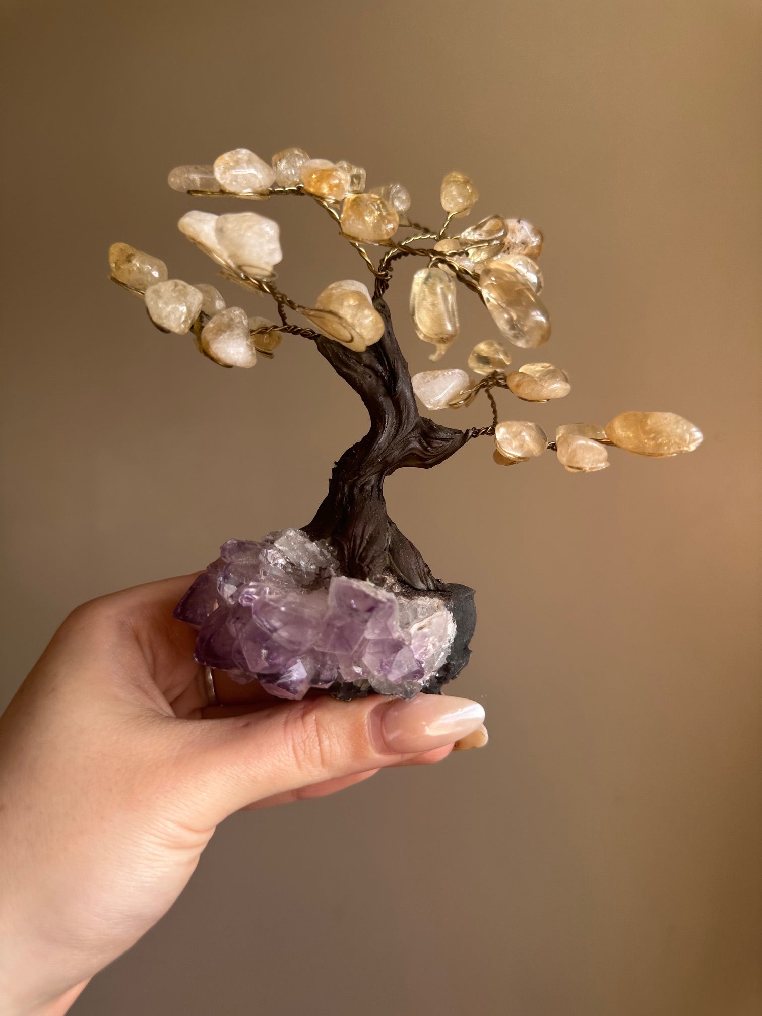 Citrine and Amethyst Crystal Tree