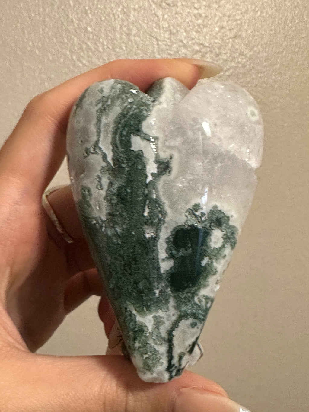 Moss Agate Angel Carving