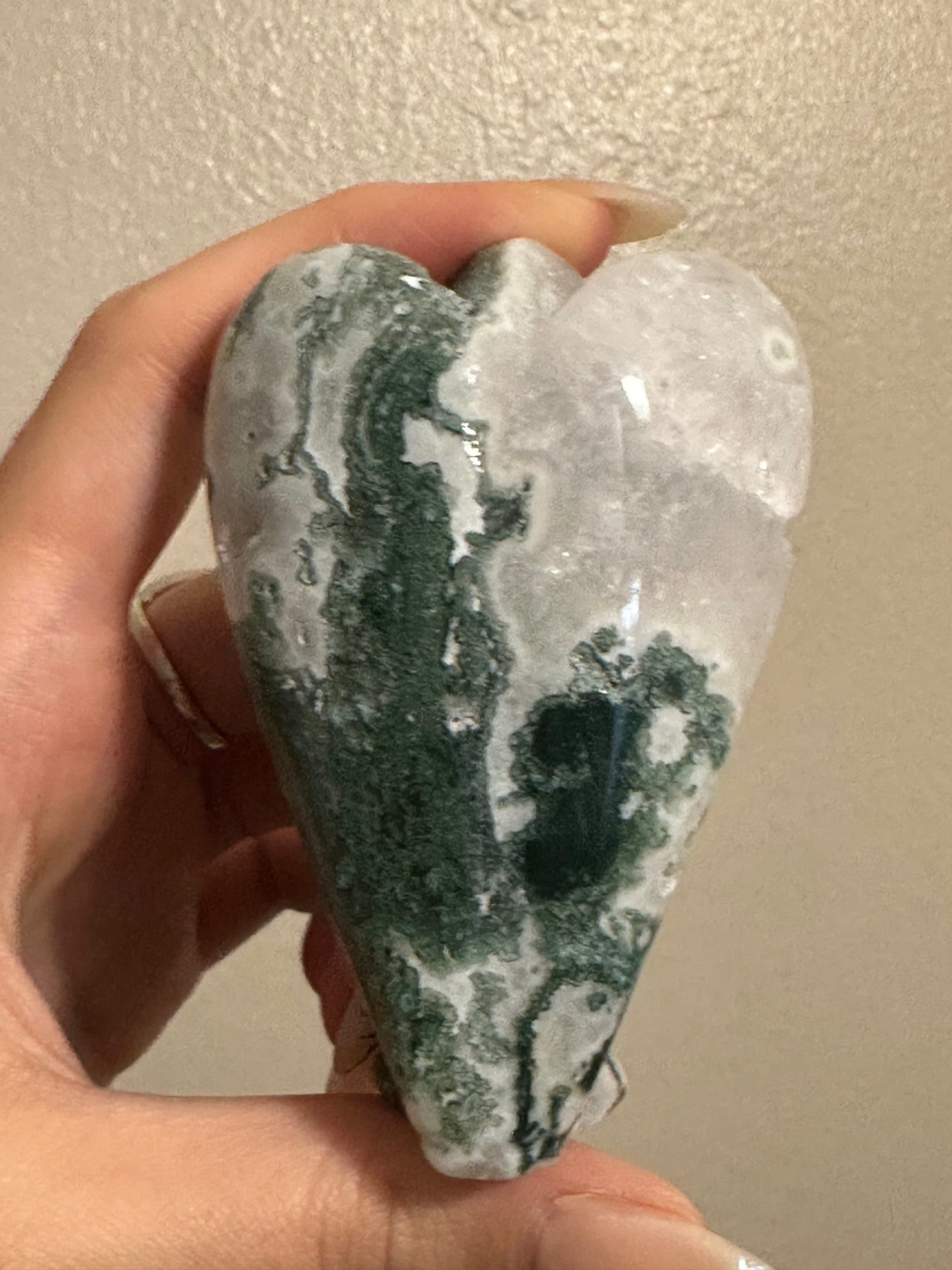 Moss Agate Angel Carving