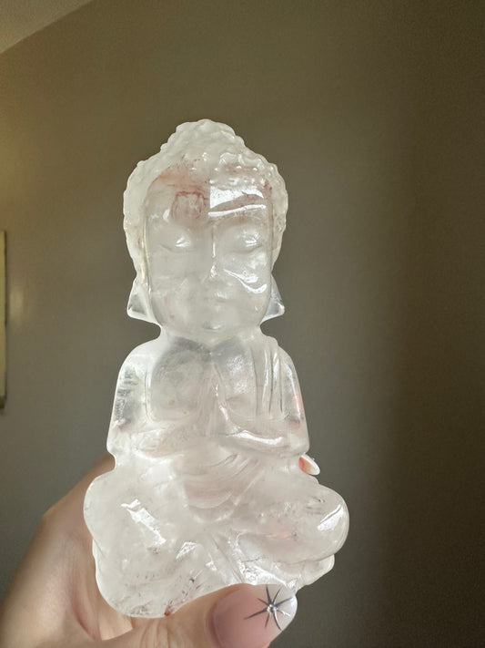 Rare Clear Quartz with Fire Quartz Buddha - Large