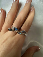 Labradorite Double Teardrop Sterling Rings - Multiple Sizes