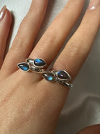 Labradorite Double Teardrop Sterling Rings - Multiple Sizes