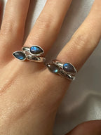 Labradorite Double Teardrop Sterling Rings - Multiple Sizes