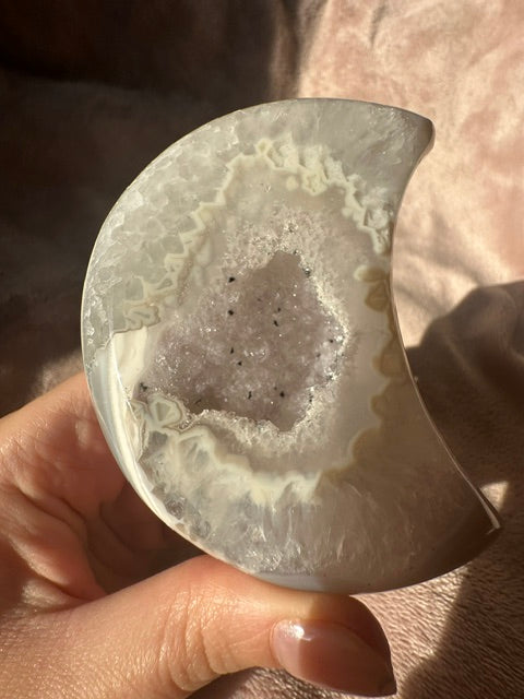 Brazilian Agate Druzy Moon