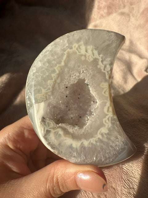 Brazilian Agate Druzy Moon