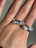 Double Moonstone Sterling Silver Ring