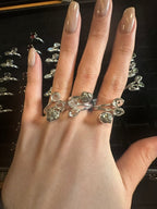 Pyrite & Herkimer Diamond Triple Ring - Multiple Sizes