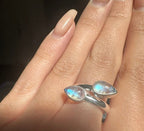 Double Moonstone Sterling Silver Ring