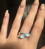 Double Moonstone Sterling Silver Ring