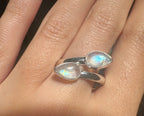 Double Moonstone Sterling Silver Ring