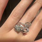 Pyrite & Herkimer Diamond Triple Ring - Multiple Sizes