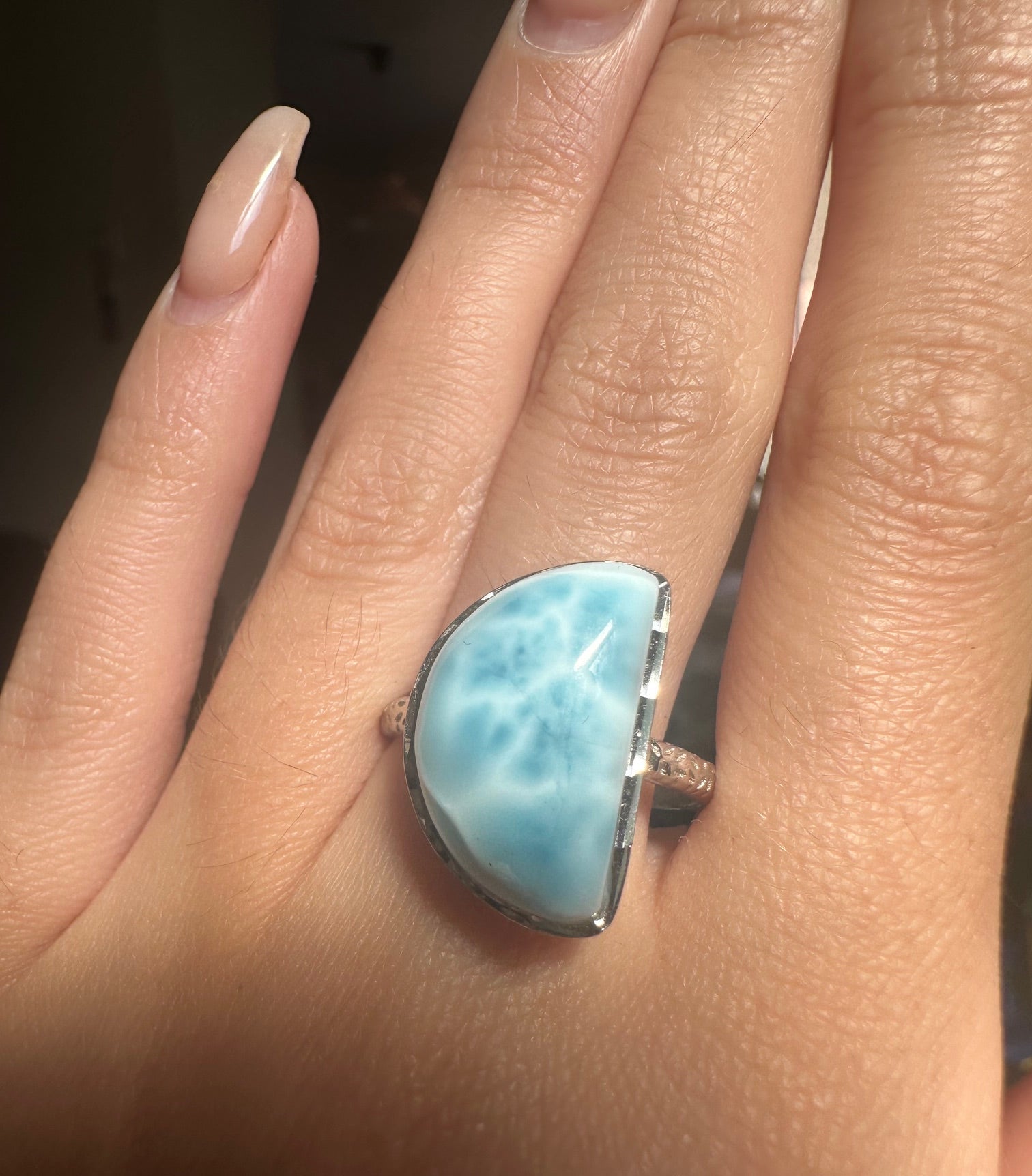 Larimar Moon Ring - Adjustable