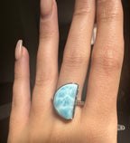 Larimar Moon Ring - Adjustable