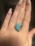 Turquoise Sterling Silver Moon Ring - Size 8/P