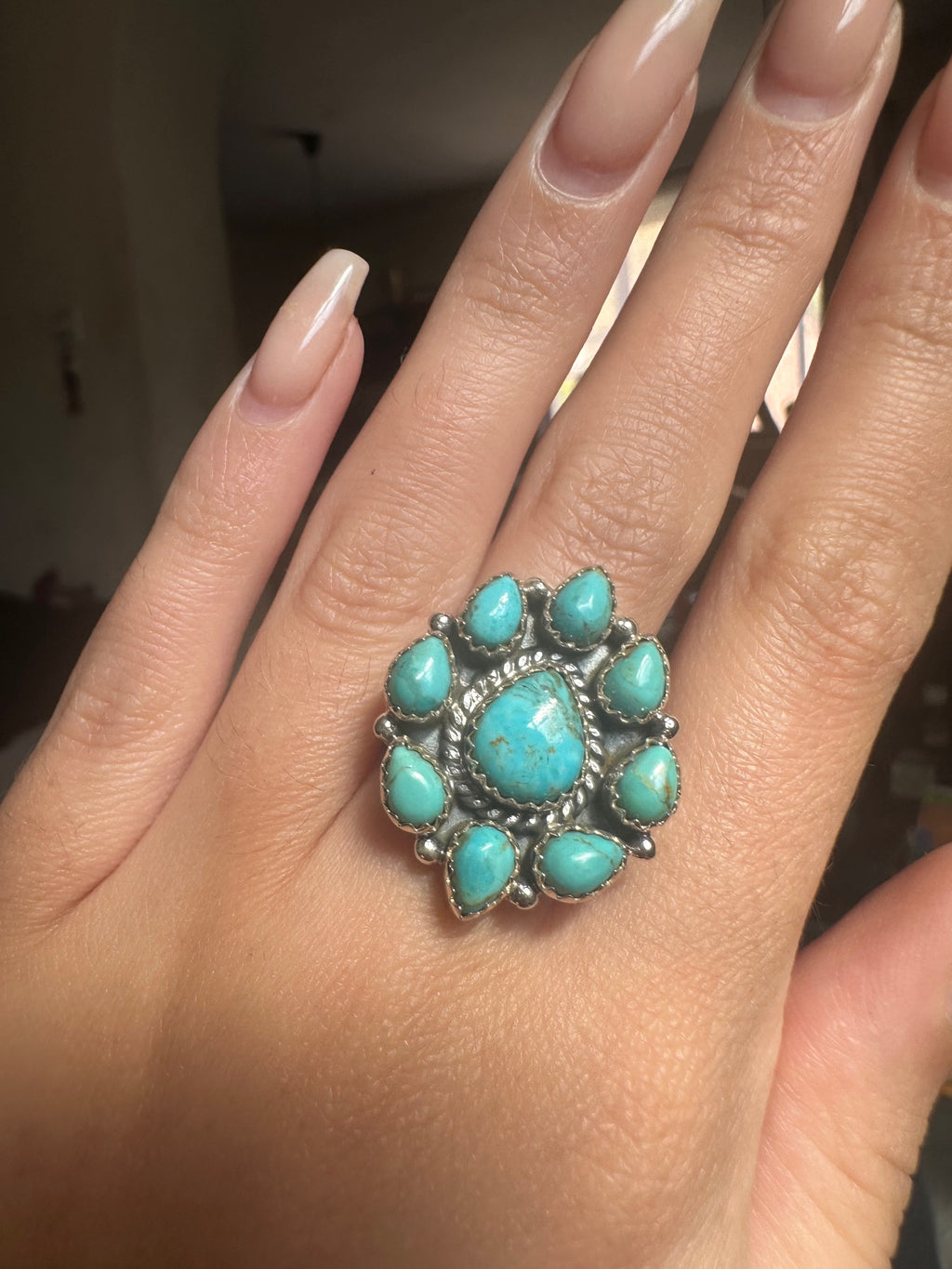 Turquoise Sterling Silver Ring - Adjustable