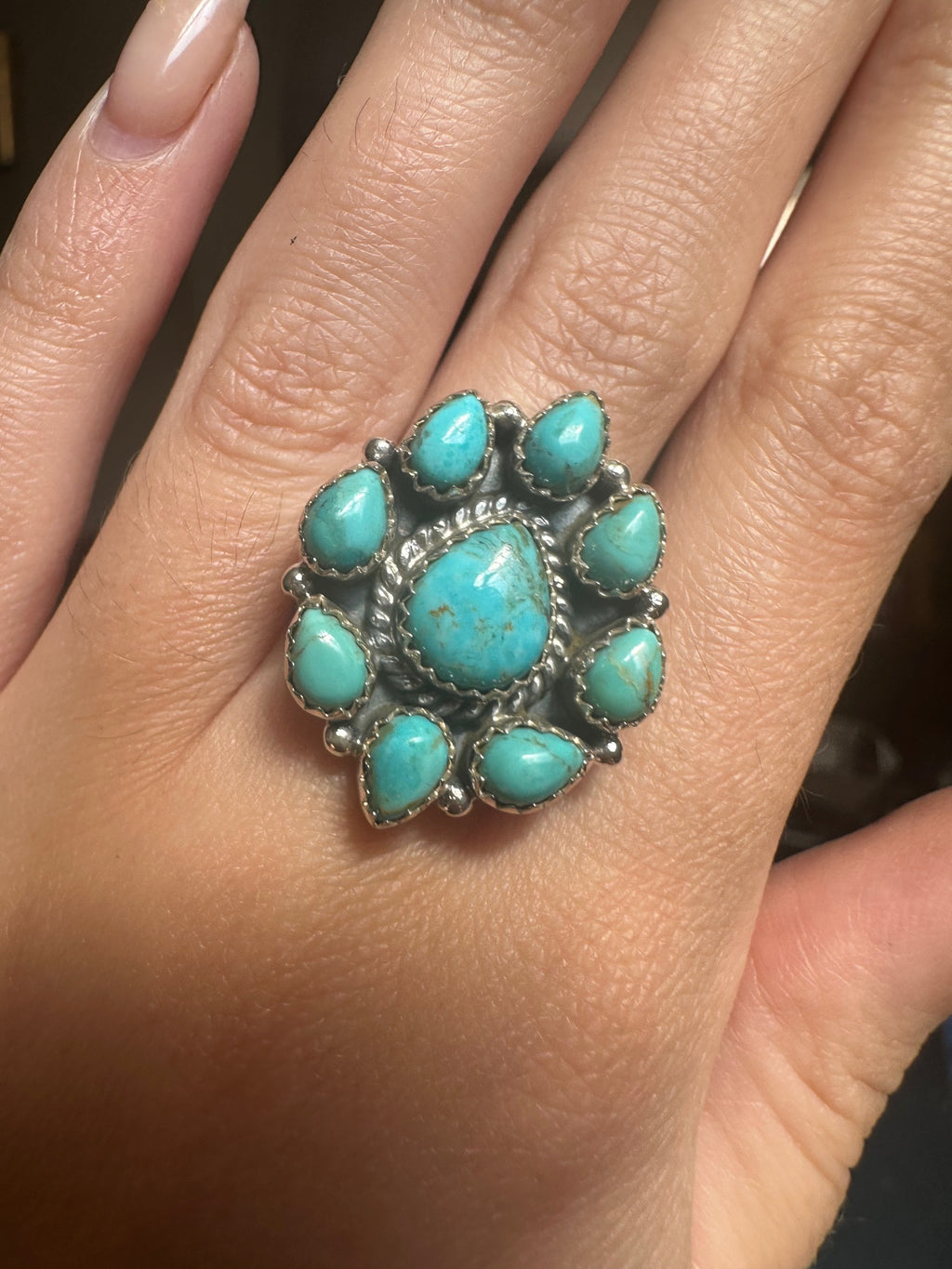 Turquoise Sterling Silver Ring - Adjustable