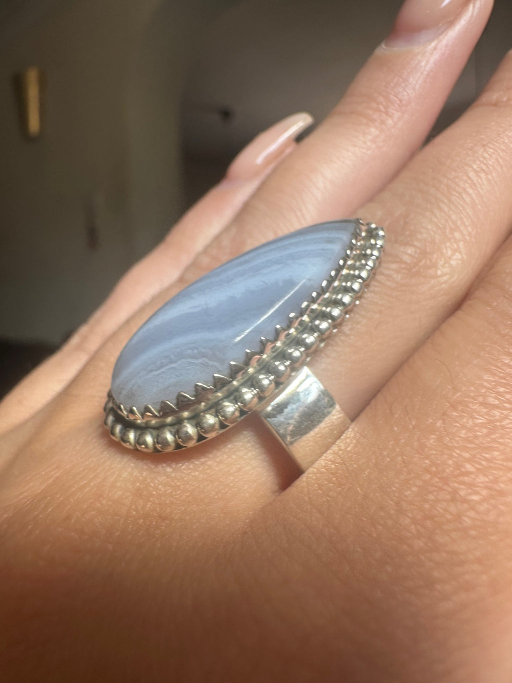 Blue Lace Agate Sterling Silver Ring