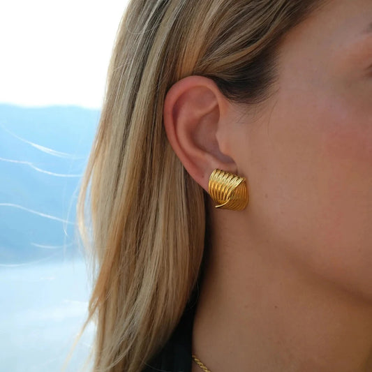 Gold Textured Earrings