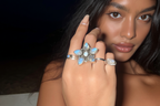 Blue Fire Moonstone and Blue Topaz Ring