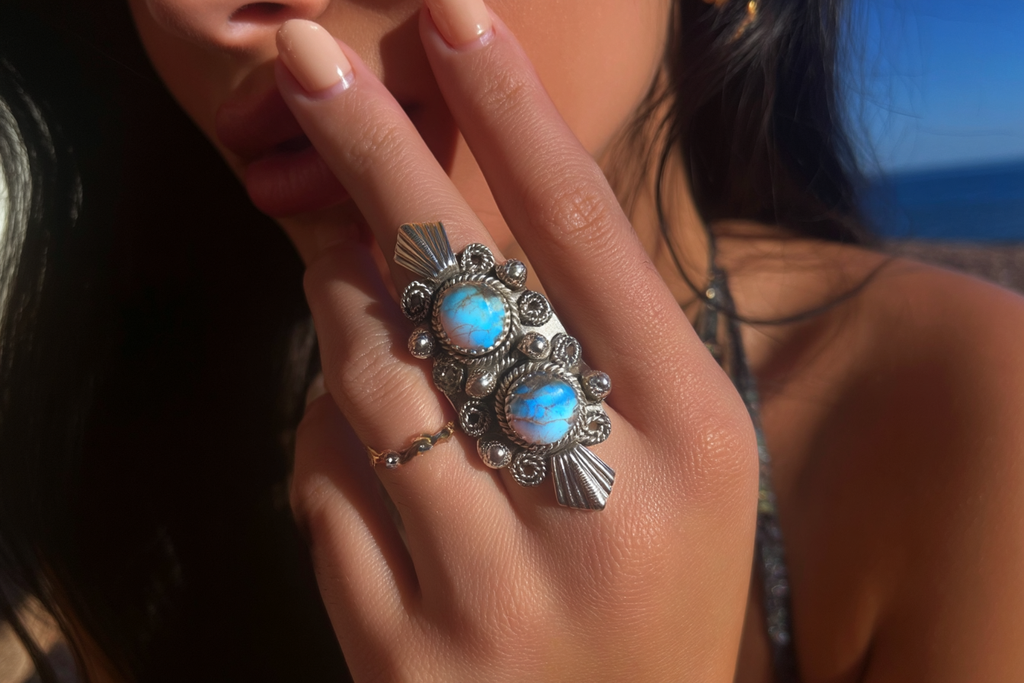 Turquiose Boho Sterling Silver Ring