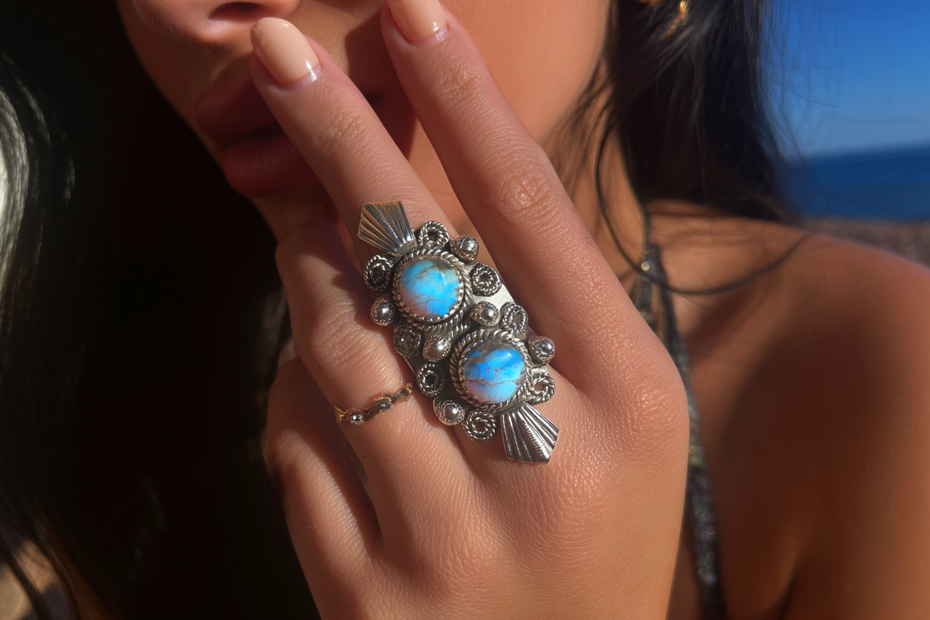 Turquiose Boho Sterling Silver Ring