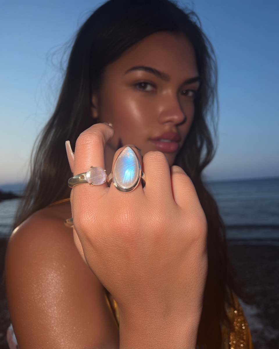 Moonstone Teardrop Ring