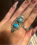 Turquiose Boho Sterling Silver Ring - Adjustable