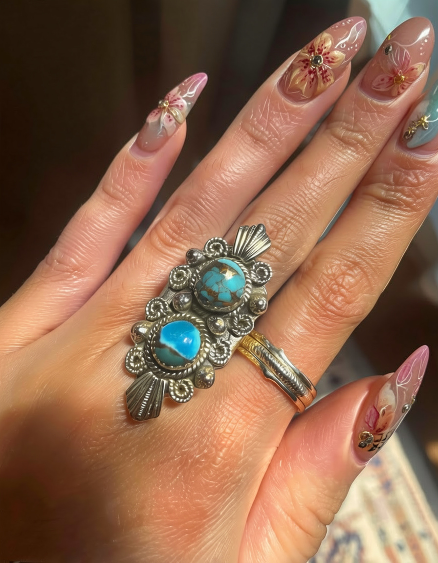 Turquiose Boho Sterling Silver Ring