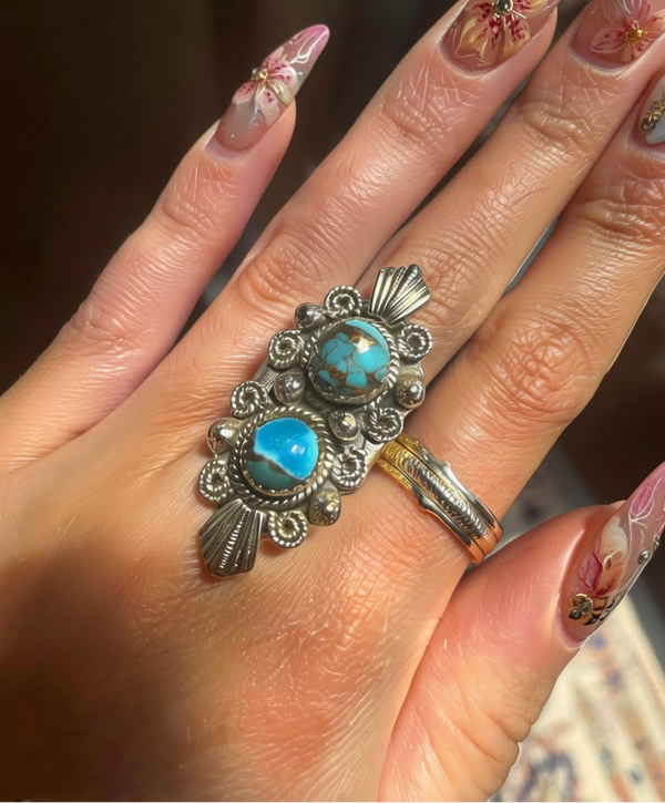 Turquiose Boho Sterling Silver Ring