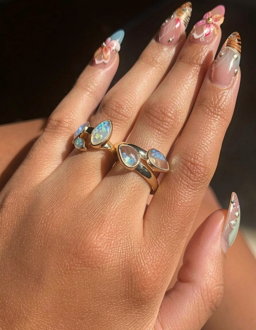 Double Moonstone Sterling Silver Ring