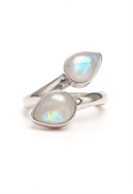Double Moonstone Sterling Silver Ring