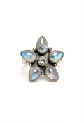 Blue Fire Moonstone and Blue Topaz Ring
