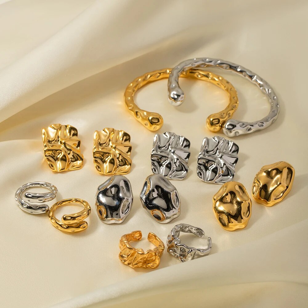 Gold Molten Stud Earrings