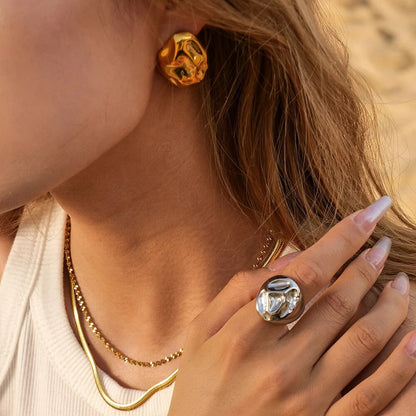 Gold Molten Stud Earrings